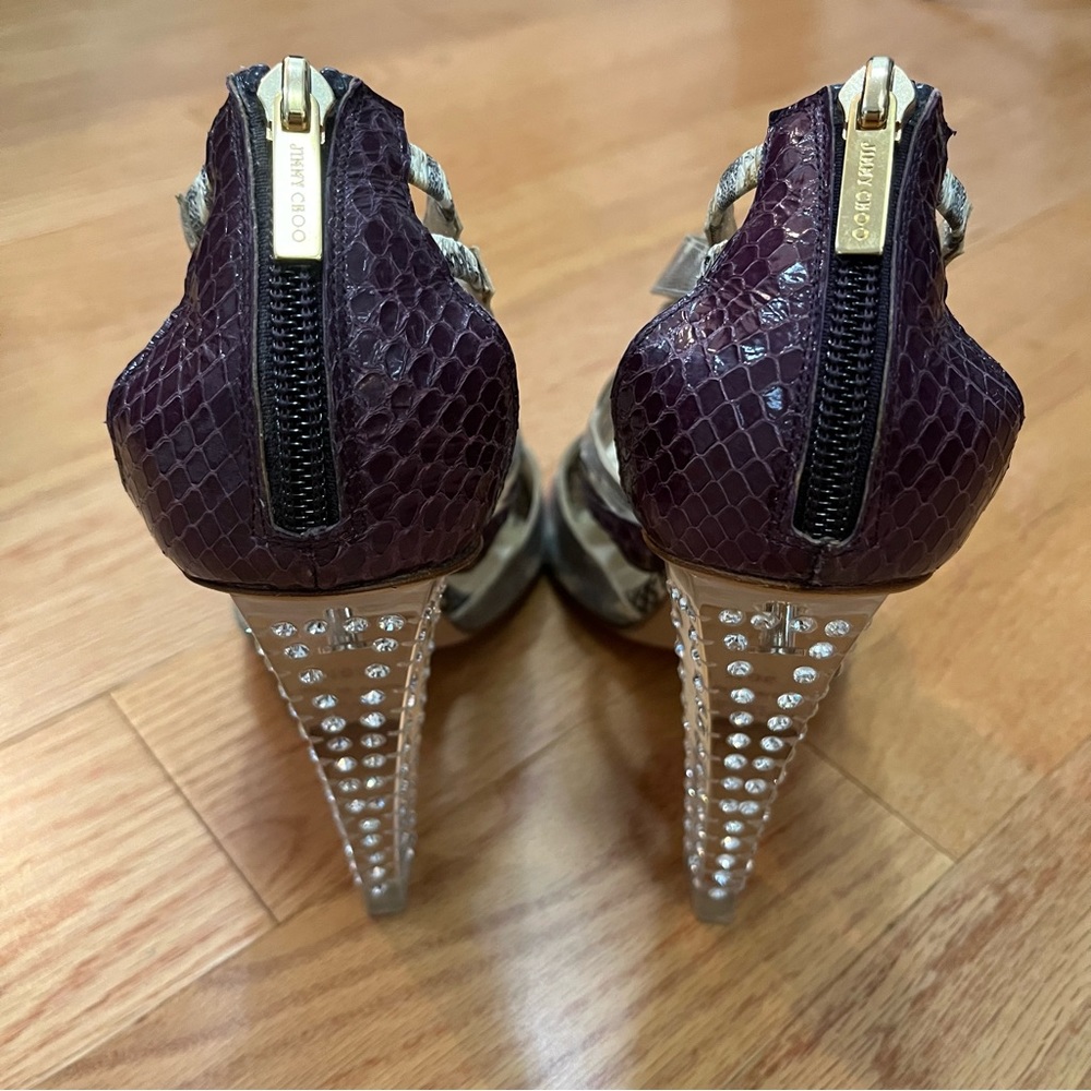 Jimmy Choo Multi Color Python and Lizard Cyndi Lucite Rhinestone Heels - Picture 10 of 15